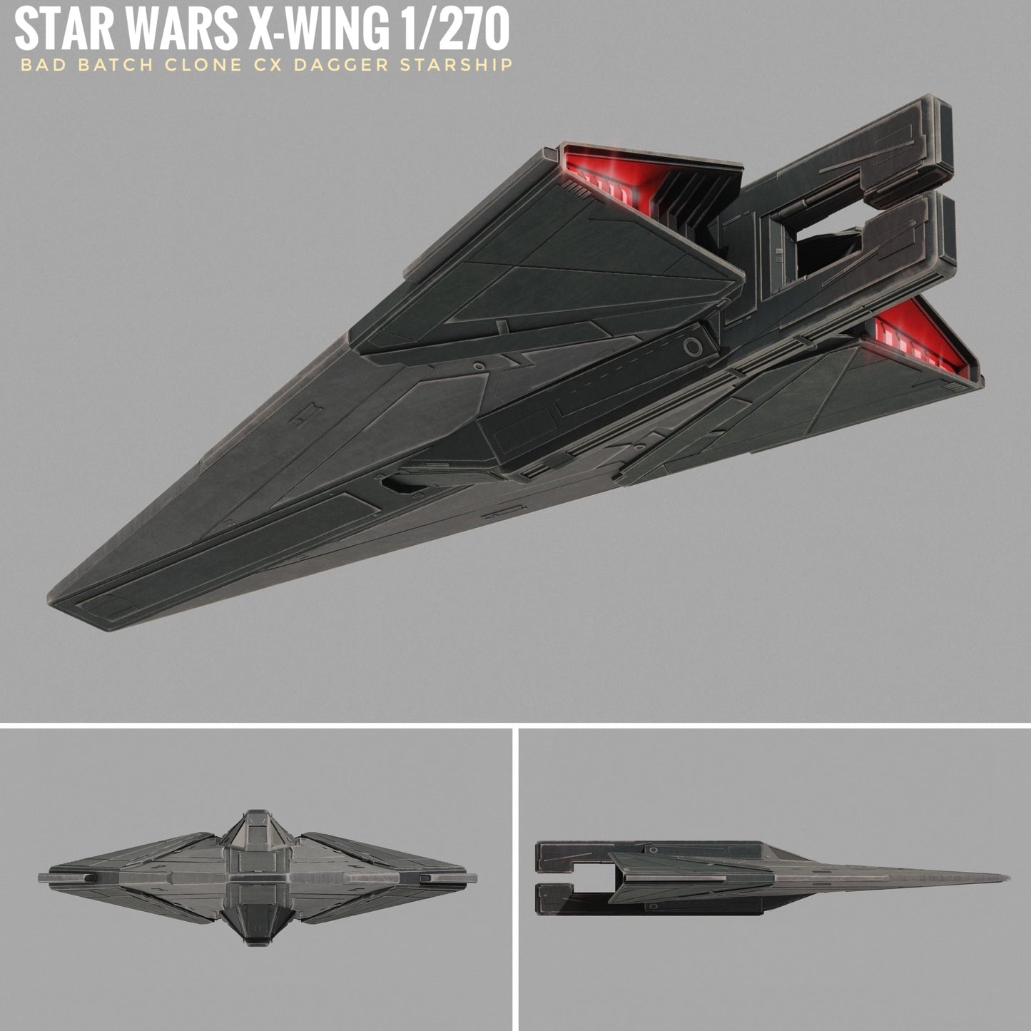 Star Wars X-wing 1/270 Bad Batch Clone Assassin CX Dagger Starship Raw or PAINTED Resin 12k 3D