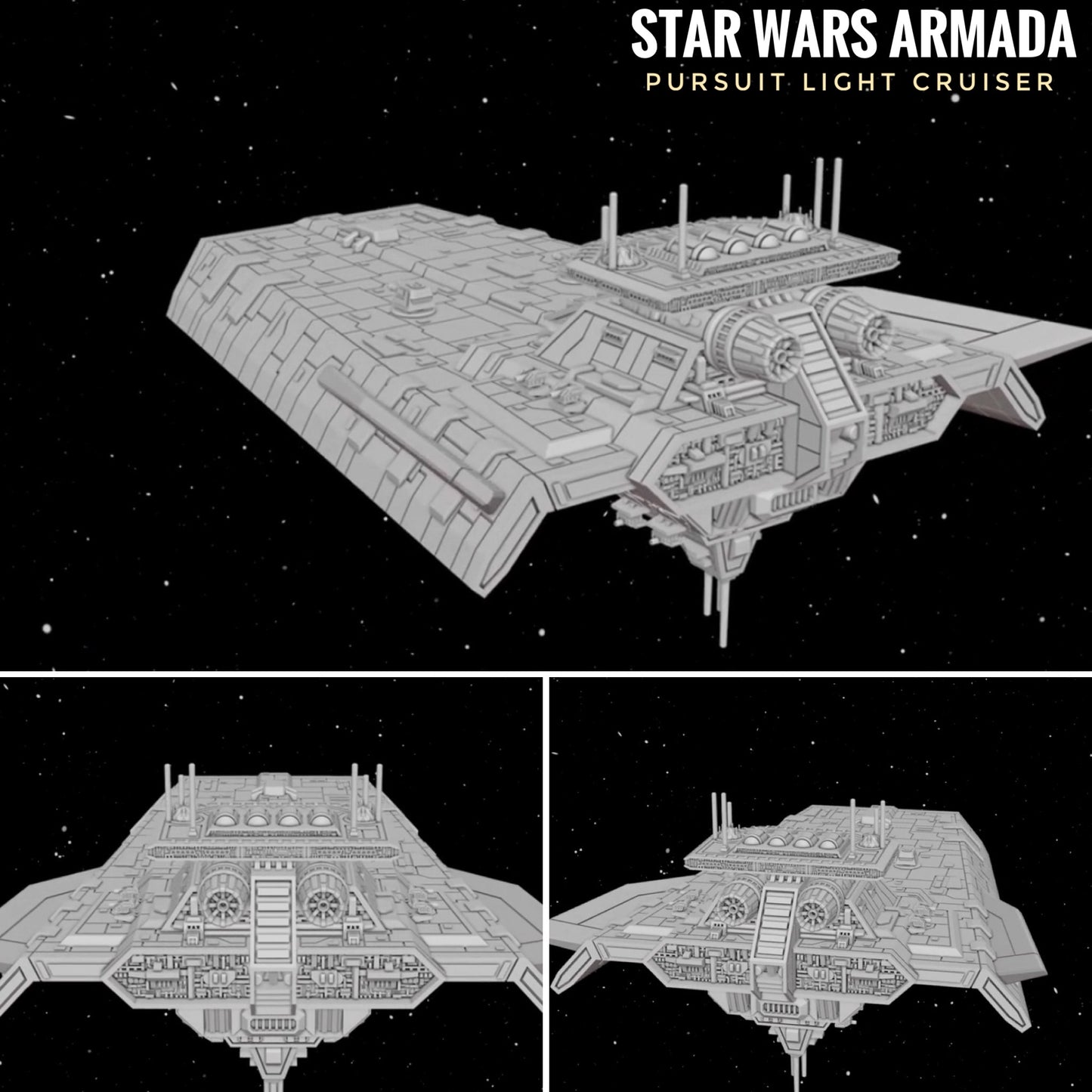 Star Wars Armada Imperial Pursuit Light Cruiser Raw/Unpainted -or- Hand Painted Model 3D 14k Resin