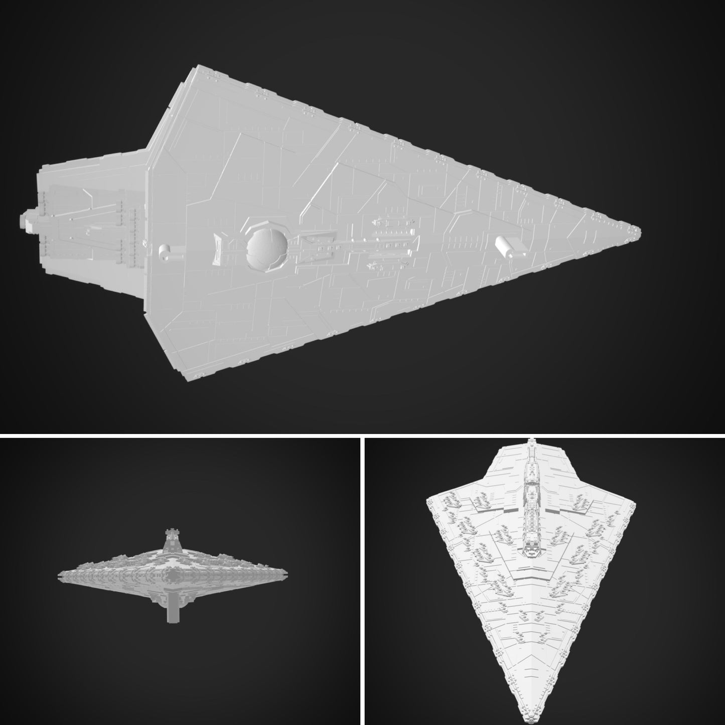 Star Wars Armada Imperial Asserter-class Super Star Destroyer Raw/Unpainted -or- Hand Painted Model 3D 14k Resin