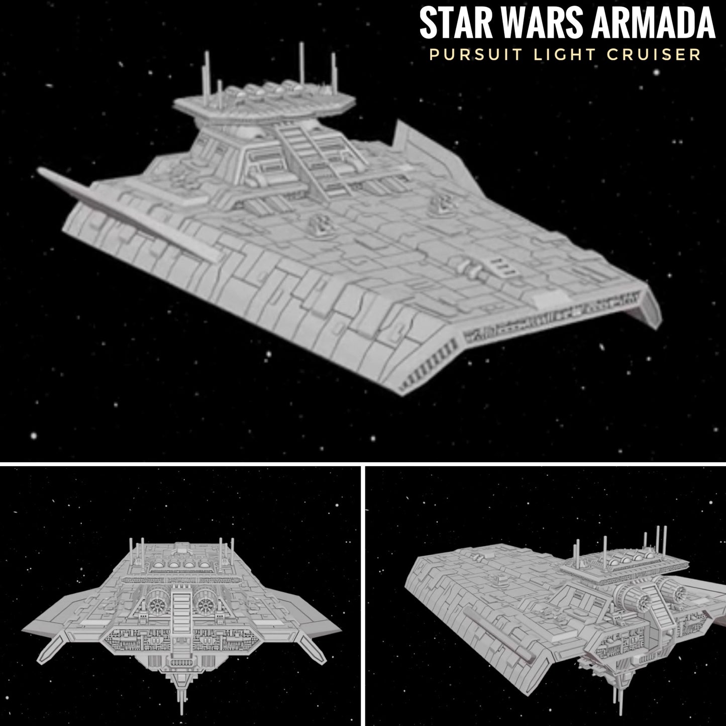 Star Wars Armada Imperial Pursuit Light Cruiser Raw/Unpainted -or- Hand Painted Model 3D 14k Resin