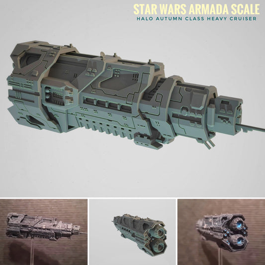 HALO Fleet Battles (Star Wars Armada scale) UNSC Autumn-Class Heavy Cruiser Hand-Painted or Raw 14k 3D Resin Print