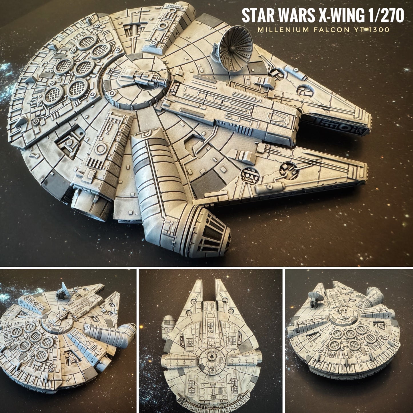 Star Wars X-Wing Millenium Falcon YT-1300 Freighter HAND PAINTED 14k 3D