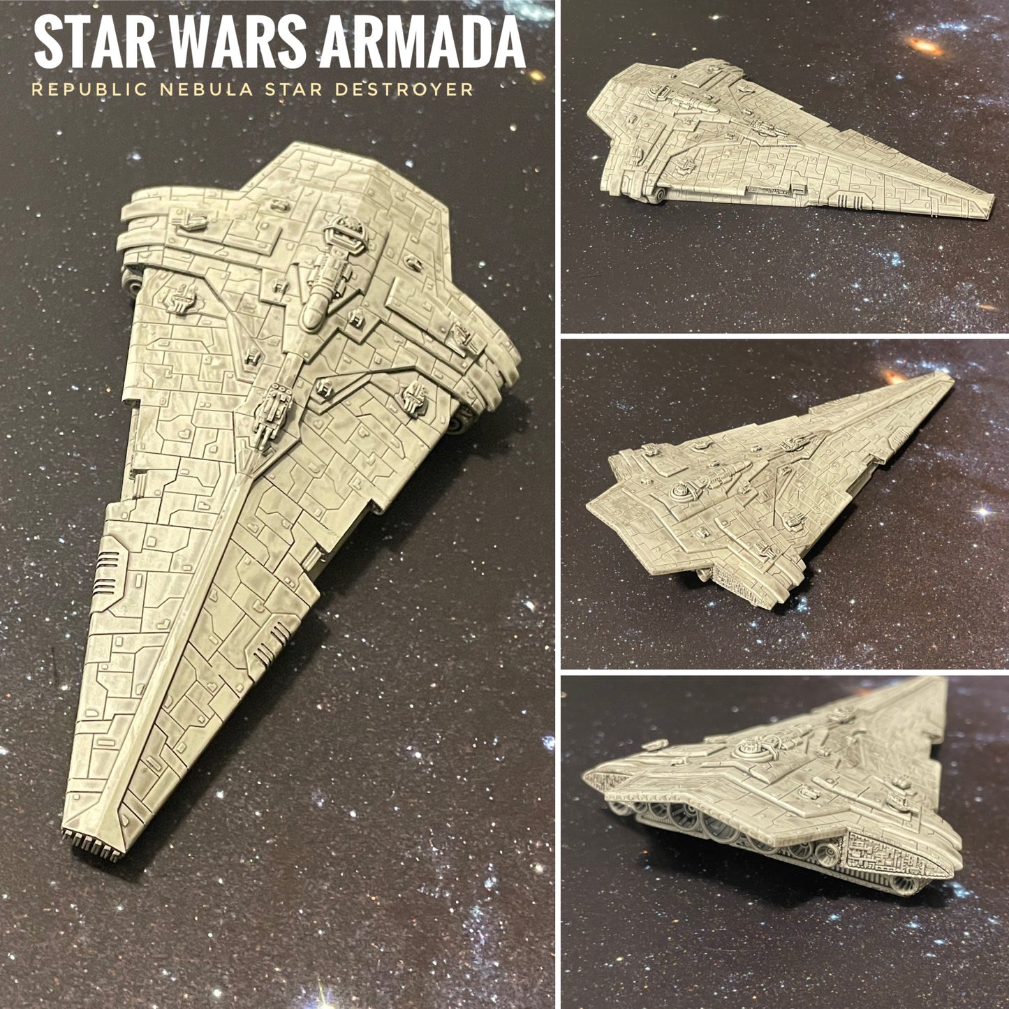 Star Wars Armada New Republic Nebula Star Destroyer 7” Raw/Unpainted -or- Hand Painted Model 3D 14k Resin