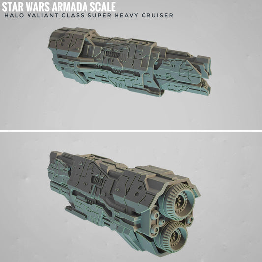 HALO Fleet Battles (Star Wars Armada scale) UNSC Valiant-Class Super Heavy Cruiser Hand-Painted or Raw 14k 3D Resin Print