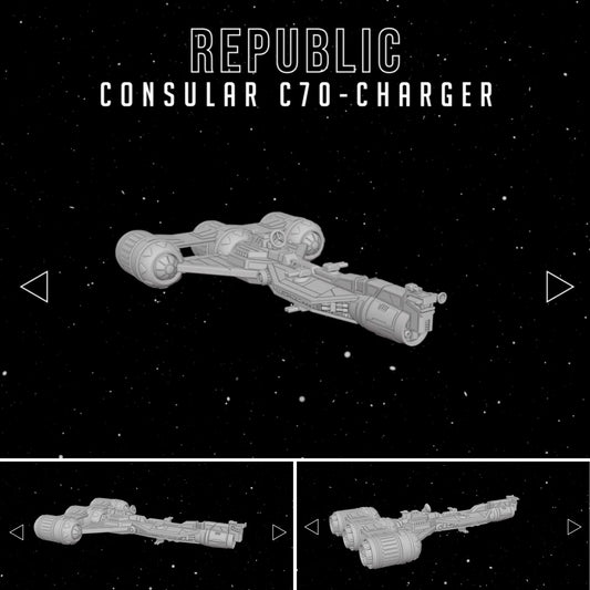 Star Wars Armada Republic Consular C70 Charger Raw/Unpainted -or- Hand Painted Model 3D 14k Resin
