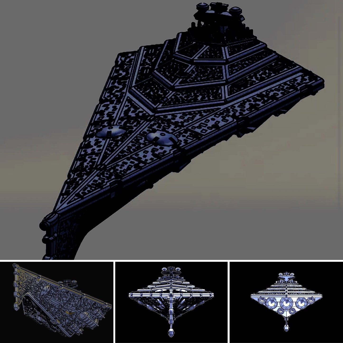 Star Wars Armada Dark Empire ECLIPSE Super Star Destroyer Raw OR Fully hand-painted Model 3D 12k Resin