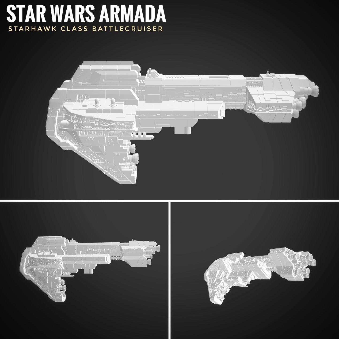 Star Wars Armada New Republic StarHawk-class Battleship Raw/Unpainted -or- Hand Painted Model 3D 14k Resin