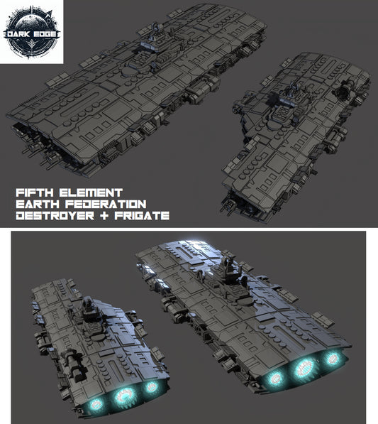 Fifth Element Movie Earth Federation Frigate HIGH detail 3D print Dark Edge Games