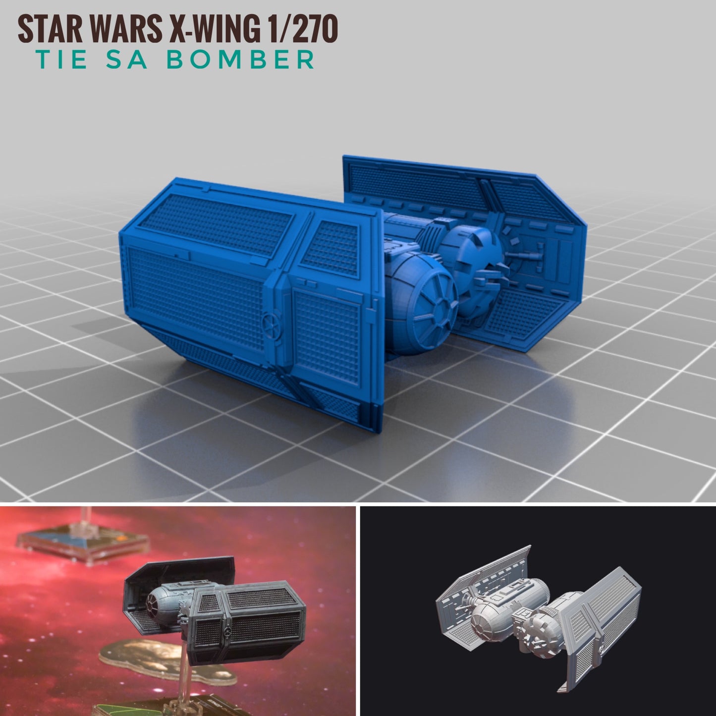 Star Wars X-Wing 1/270 TIE SA Bomber • Painted or Raw/Unpainted 12k HRres 3D