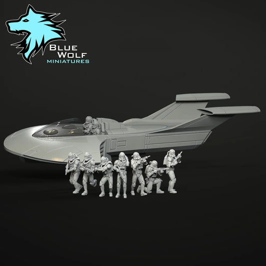 Star Wars LEGION Lagoon Troopers or set w/MKII Speeder • Raw/Unpainted -or- Hand Painted Model 3D 14k Resin