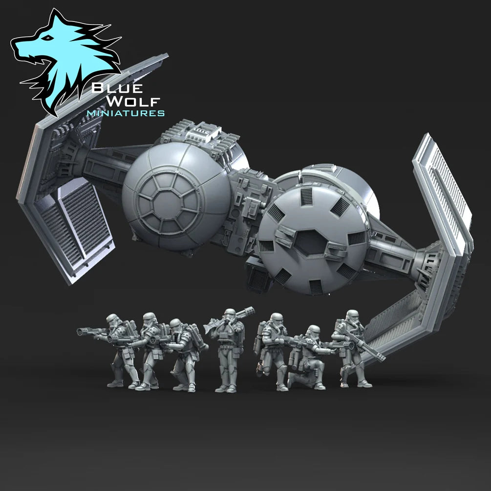 Star Wars LEGION Tie Bomber Vanguard Troopers or set w/TIE Bomber • Raw/Unpainted -or- Hand Painted Model 3D 14k Resin