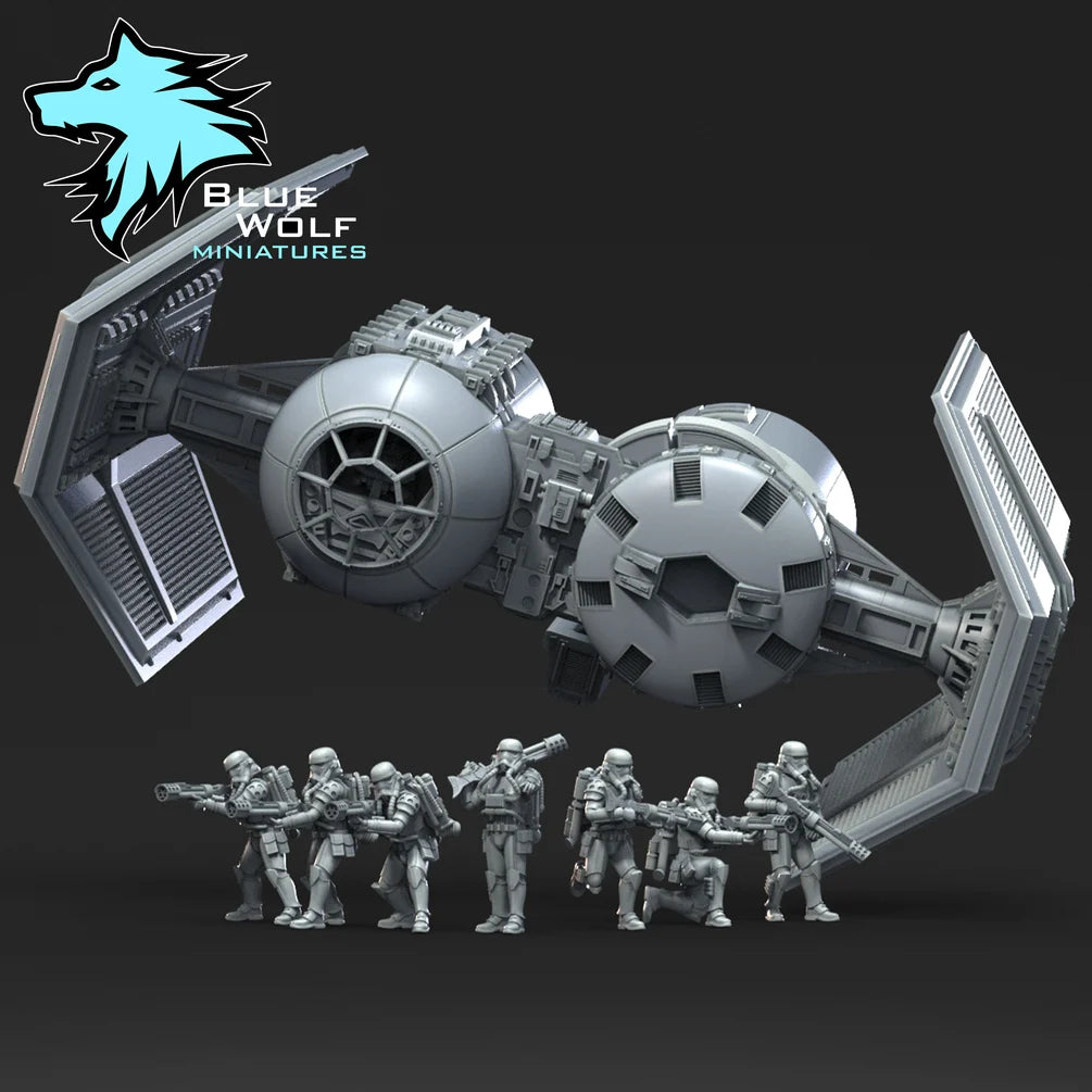 Star Wars LEGION Tie Bomber Vanguard Troopers or set w/TIE Bomber • Raw/Unpainted -or- Hand Painted Model 3D 14k Resin