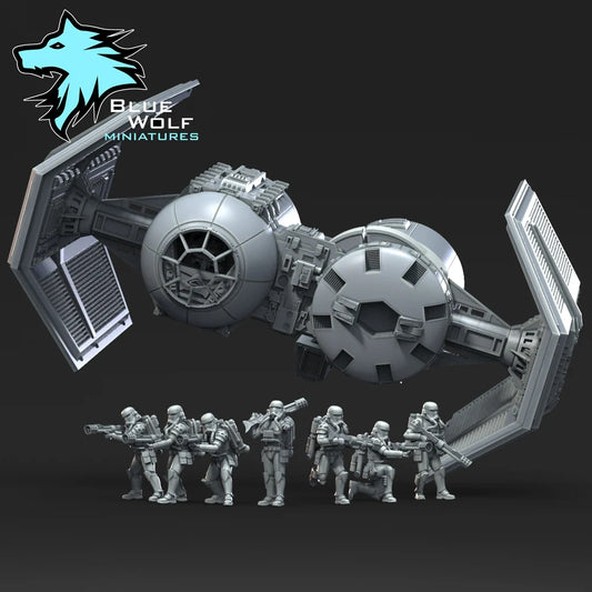 Star Wars LEGION Tie Bomber Vanguard Troopers or set w/TIE Bomber • Raw/Unpainted -or- Hand Painted Model 3D 14k Resin