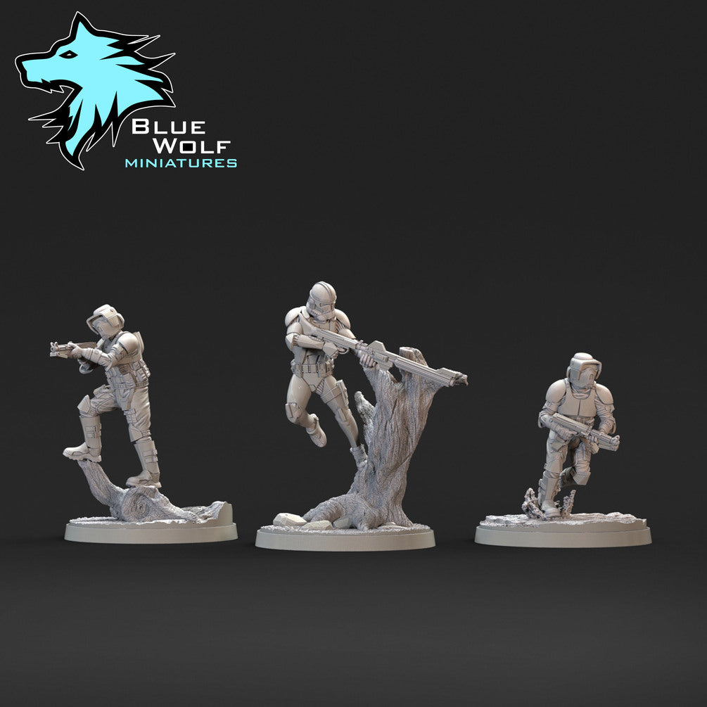 Star Wars LEGION Shatter Scale Clone Troopers (3) • Raw/Unpainted -or- Hand Painted Model 3D 14k Resin