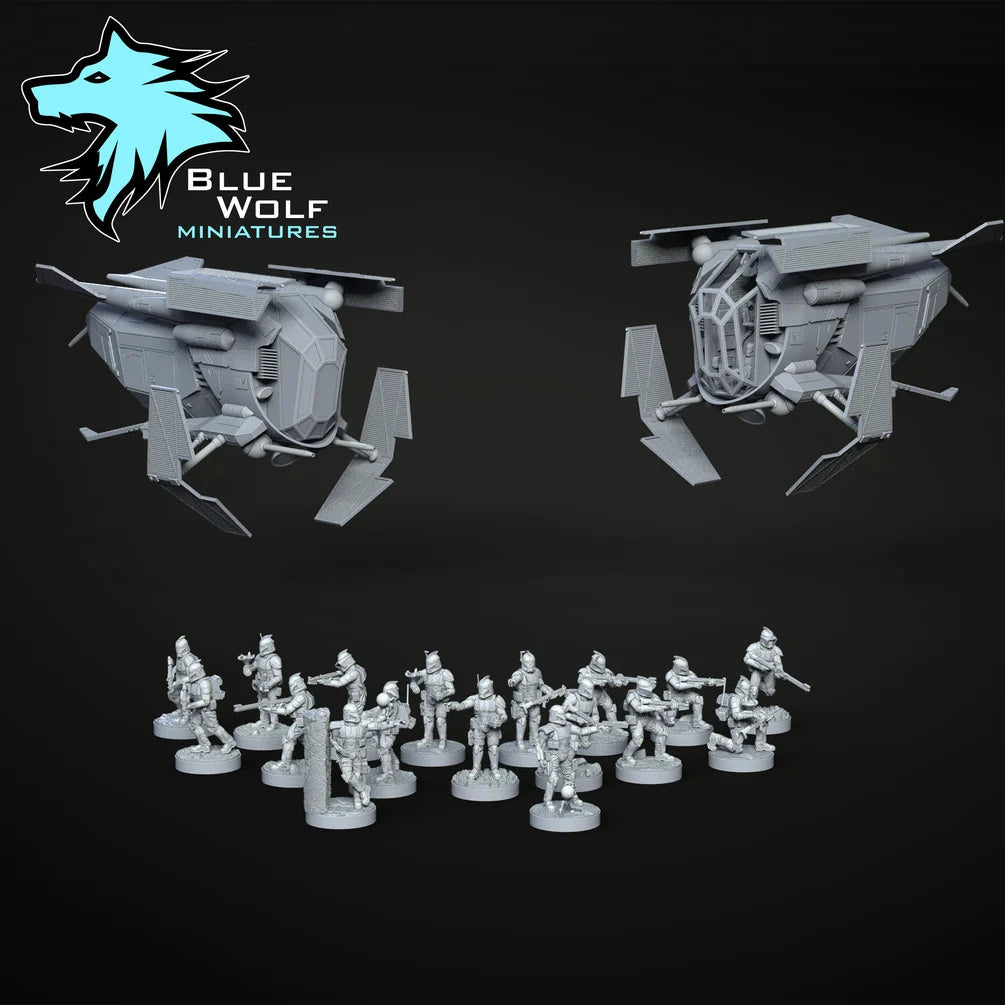 Star Wars LEGION Phase 2 Clone Soldiers or set w/Drop Ship • Raw/Unpainted -or- Hand Painted Model 3D 14k Resin