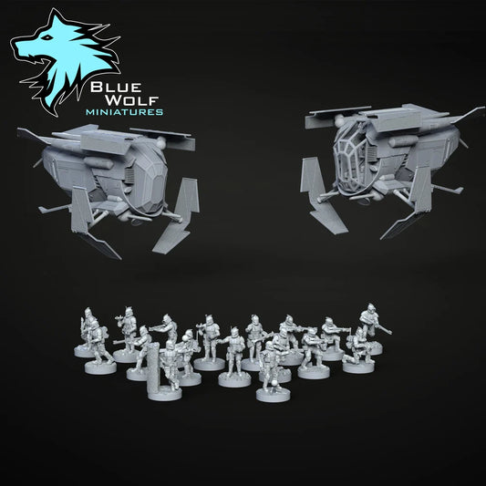 Star Wars LEGION Phase 2 Clone Soldiers or set w/Drop Ship • Raw/Unpainted -or- Hand Painted Model 3D 14k Resin