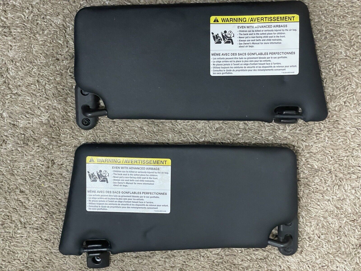 2000-2019 Ford Focus, 2005+ Mustang BLACK OEM Sun Visor Set (2) With Mirrors