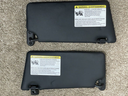 2000-2019 Ford Focus, 2005+ Mustang BLACK OEM Sun Visor Set (2) With Mirrors
